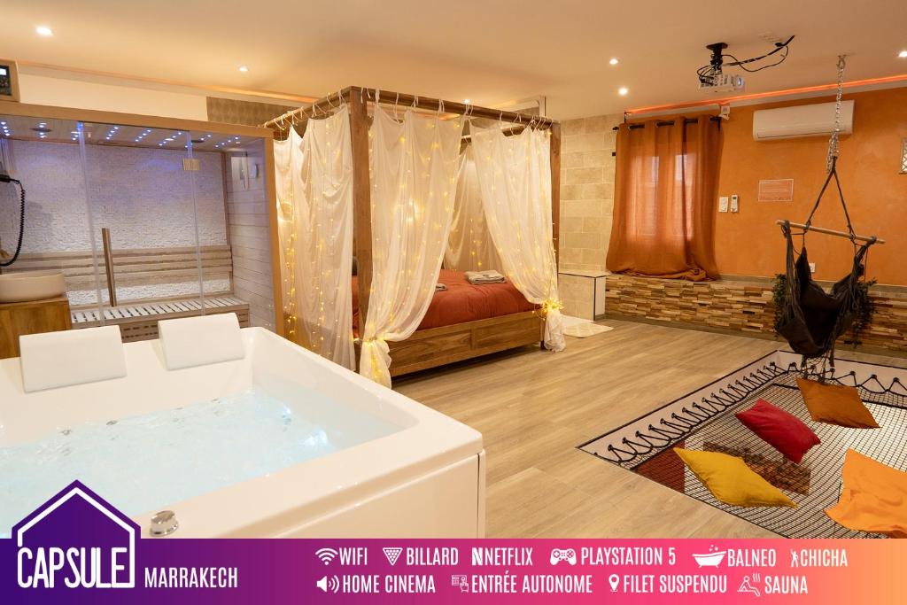 Capsule Marrakech I Chicha I Sauna I Balnéo I Console PS5 I Cinéma